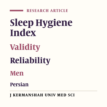 Sleep Hygiene Index: reliability and validity of the Persian version in the male population