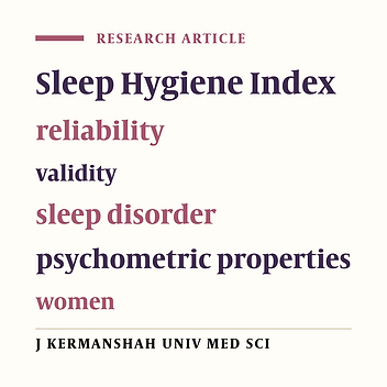 Psychometric properties of the Persian version of Sleep Hygiene Index in women
