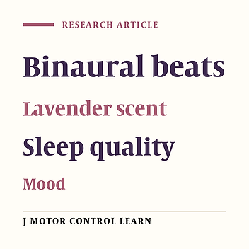 Cover image of the article: Effects of Binaural Beat and Lavender Scent Inhalation on mood and Sleep Quality of Female Student-Athletes with Sleep Disorders