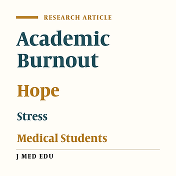 The Relationship Between Academic Burnout and Hope for the Future in Medical Students: Mediating Role of the Stress