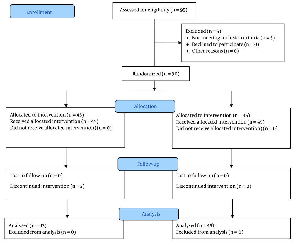 The process of the study according to the CONSORT flow diagram The process of the study according to the CONSORT flow diagram
