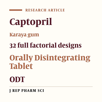 Formulation and Evaluation of Orally Disintegrating Tablets of Captopril Using Natural Super Disintegrants