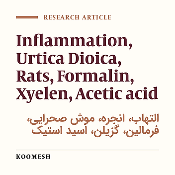 Anti-inflammatory effect of alcoholic Urtica Dioica extract in male NMRI rats
