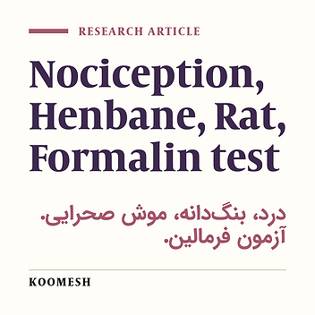 Evaluation of the effect of hydro-alcoholic extract of henbane seed on acute and chronic pain in male rats
