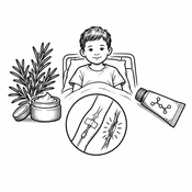 Comparison of topical Rosemary and Nitroglycerine ointment effects on the incidence of phlebitis due to peripheral catheterization in hospitalized children (AI-generated illustration)