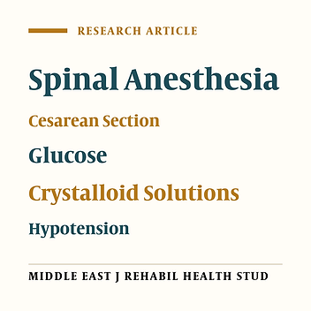 The Effect of Adding 1% Glucose to Crystalloid on Maternal Hemodynamics After Spinal Anesthesia for Cesarean Delivery: A Double-Blind, Randomized Clinical Trial