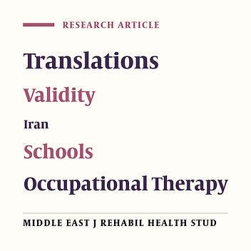Translation, Face and Content Validity of the Persian Version of School Function Assessment