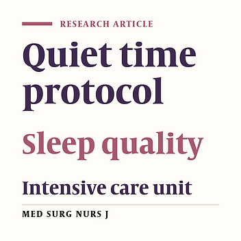 Effects of a quiet time protocol on the sleep quality of patients admitted in the intensive care unit