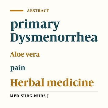 Evaluation Effects of oral Aloe vera gel on the intensity of primery dysmenorrhea