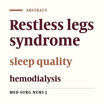 Relationship of restless legs syndrome and sleep quality in hemodialysis patients