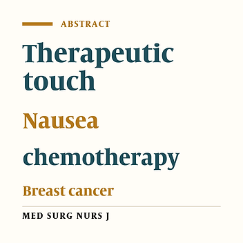 performance of therapeutic touch in breast cancer under chemotherapy in reduction nausea-induced chemotherapy:composing practical performance