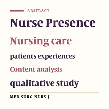 Healing presence: Experiences and perceptions of cardiac intensive care patients concerning the nurse presence