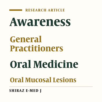 Evaluation of Awareness of General Practitioners Working in Yazd, Iran, Concerning Oral Diseases in 2015