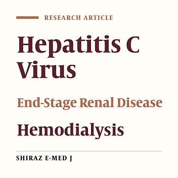 Epidemiology of Hepatitis C Virus Infection in ESRD Patients in Khuzestan Province, Iran