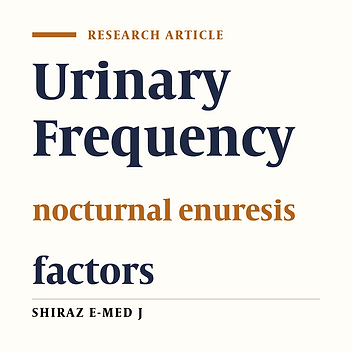 Frequency of Enuresis in (5-10) Year Old Children in Tafila, Jordan.