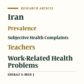 Work-Related Health Problems Among Primary and Secondary School Teachers: A Cross-Sectional Study