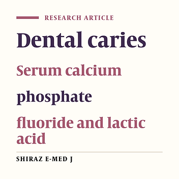 Serum Calcium, Phosphate, Fluoride and Lactic Acid in Dental Caries
