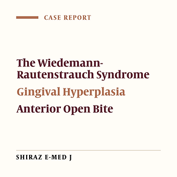 The Wiedemann-Rautenstrauch or Neonatal Progeroid Syndrome: Report of a Patient with Gingival Hyperplasia and Severe Anterior Open Bite