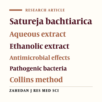 Antimicrobial Effect of Aqueous and Ethanolic Extracts of Satureja Bachtiarica on Some Pathogenic Bacteria in Vitro