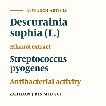 Comparing the Effect of Ethanol Extracts of Descurainia sophia (L.) Seed and Althaea officinalis Root on Streptococcus pyogenes
