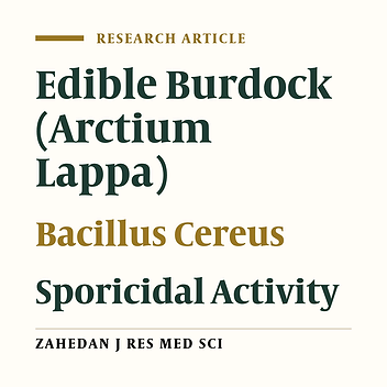 Evaluation of the Sporicidal Activity of Ethanol Extract of Arctium lappa Root against Bacillus cereus