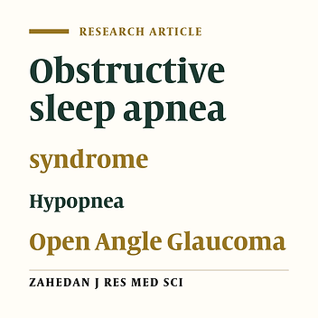 Prevalence of  Primary Open Angle Glaucoma  in  Obstructive Sleep Apnea  Syndrome