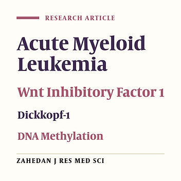 [Retracted Article] Methylation of the Wnt Signaling Antagonist, Wnt Inhibitory Factor 1 and Dickkopf-1 Genes in Acute Myeloid Leukemia at the Time of Diagnosis