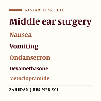 Comparison of the Effect of Ondansetrone - Dexamethasone, Dexamethasone – Metoclopeamide and Ondansetron - Normal Saline in Decreasing Post Operative Nausa and Vomitting (PONV) after Middle Ear Surgery