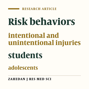 Prevalence of Risk Behaviors Related to Intentional and Unintentional Injuries among Adolescent High school Students of Sistan & Balouchestan, Southeast of Iran