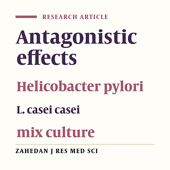 Antagonistic effects of Lactobaccilus casei subspecies casei on Helicobacter pylori