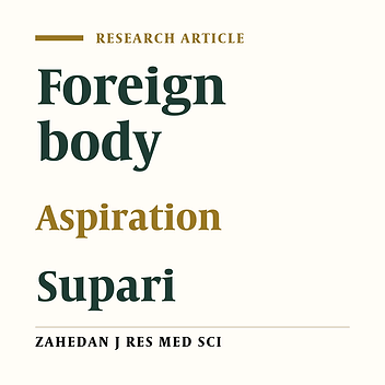 Supari: The most frequent aspirated foreign body in Zahedan